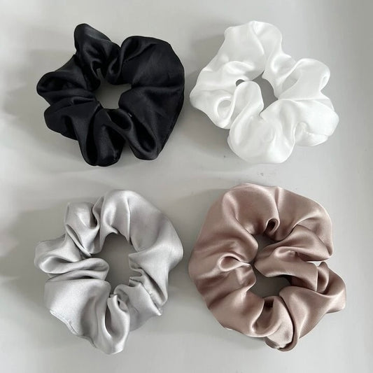 Solid Satin Hair Scrunchies 4 Pieces