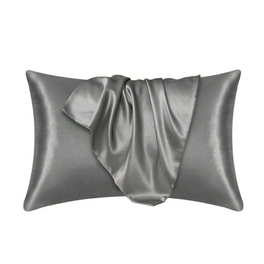 Dark Grey Satin Pillow Case